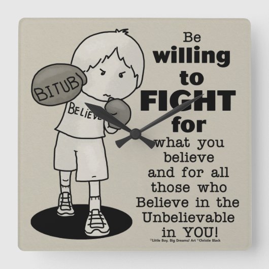 Horloge Carrée La volonté de combattre (Recto)