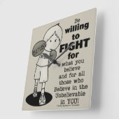 Horloge Carrée La volonté de combattre (Angle)