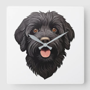 Horloge Carrée Labradoodle Chien Noir