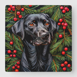 Horloge Carrée labrador de Noël chien