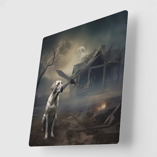 Horloge Carrée Labrador Halloween Épouvantable (Angle)