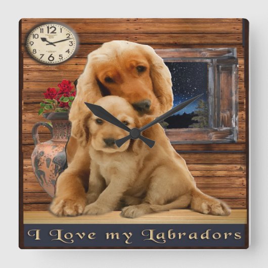 Horloge Carrée Labrador retriever art clock (Recto)
