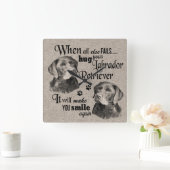 Horloge Carrée Labrador Retriever art quand tout échoue citation (Maison)