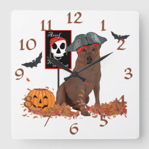 Horloge Carrée Labrador Retriever au Chocolat Halloween