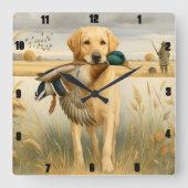 Horloge Carrée Labrador Retriever Chasse au canard (Recto)