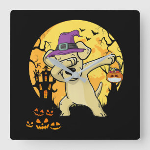 Horloge Carrée Labrador Retriever Dabbing sorcier Citrouille Funn