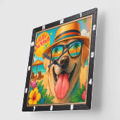 Horloge Carrée Labrador Summer Beach Vacances (Angle)