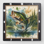 Horloge Carrée Lac Bass Jumping animé (Recto)