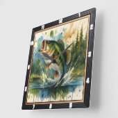 Horloge Carrée Lac Bass Jumping animé (Angle)