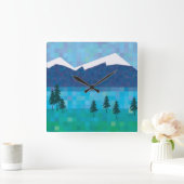 Horloge Carrée Lac de montagne (Maison)