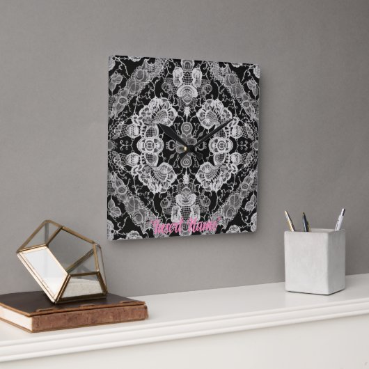Horloge Carrée Lace Floral Harmony (Bureau)