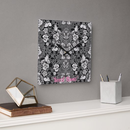 Horloge Carrée Lace Floral Harmony (Bureau)