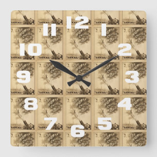 Horloge Carrée L'acte de cirque vintage humain de boule de canon
