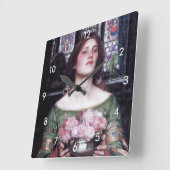 Horloge Carrée Lady and Roses, John William Waterhouse (Angle)