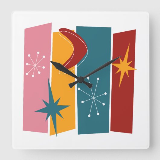 Horloge Carrée L'âge atomique Boomerang Starburst Rectangles MCM (Recto)