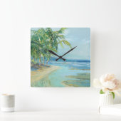 Horloge Carrée Lagune côtière bleue (Maison)