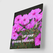 Horloge Carrée Laissez vos rêves s'épanouir (Angle)