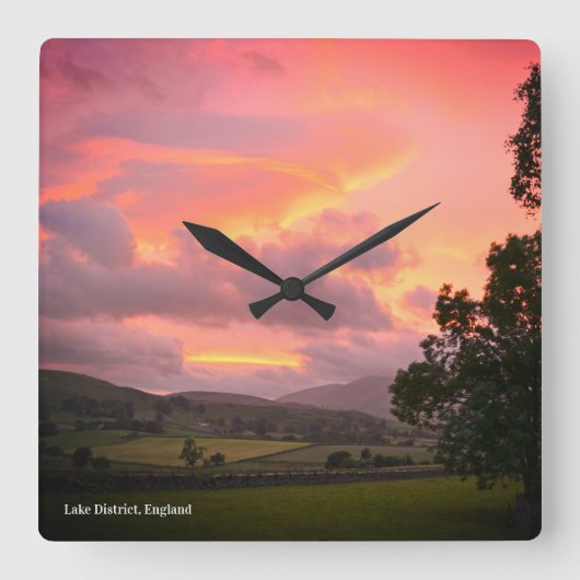 Horloge Carrée Lake District England Sunset (Recto)