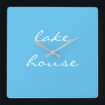Horloge Carrée Lake House Sky Blue Aqua White Elegant Cool Grey<br><div class="desc">Designed with beautiful sky blue background,  this is perfect for venin and home decor for lakeshore homes or new homes. You may change the background color if you wish !</div>