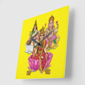 Horloge Carrée Lakshmi Ganesha Wall Clock (Angle)