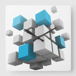Horloge Carrée l'amas flottant de cubes de SlipperyJoe varie en t
