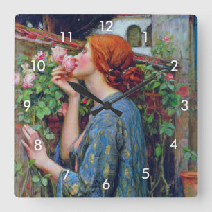 Horloge Carrée L'âme du Rose, John William Waterhouse