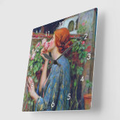 Horloge Carrée L'âme du Rose, John William Waterhouse (Angle)