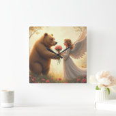 Horloge Carrée L'amour de l'ours (Maison)