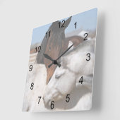 Horloge Carrée L'amour du cheval (Angle)