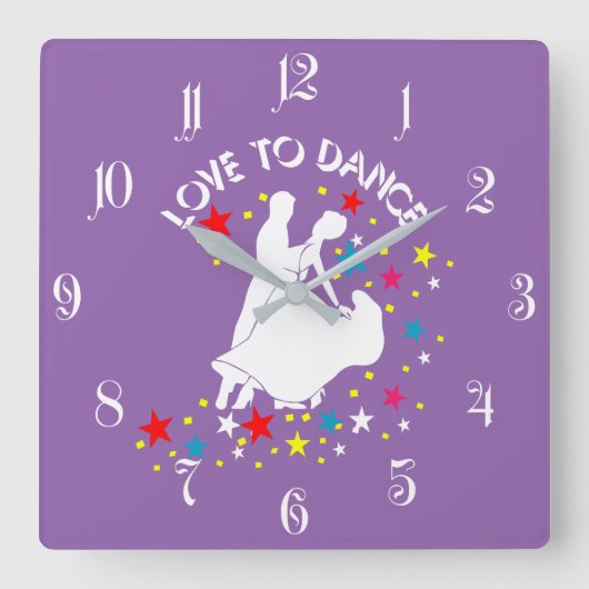 Horloge Carrée L'amour pour la danse (Recto)