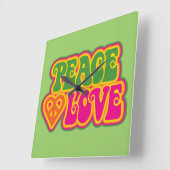 Horloge Carrée L'amour pour la paix (Angle)