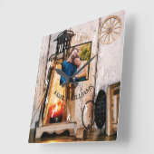 Horloge Carrée Lampe à lanterne rustique personnalisée en bois Vi (Angle)