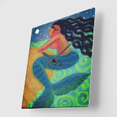 Horloge Carrée Lampe de lune Sirène art Abstrait (Angle)