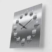 Horloge Carrée Langue des signes - inoxydable (Angle)