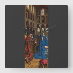 Horloge Carrée L'Annonciation de Van Eyck Premium Lumière Cathédr