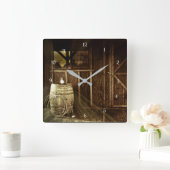 Horloge Carrée Lanterne rustique et Cabine de baril (Maison)