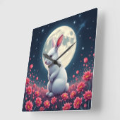 Horloge Carrée lapin (Angle)