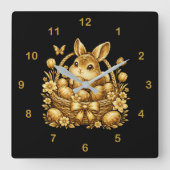 Horloge Carrée lapin de Pâques (Recto)