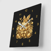 Horloge Carrée lapin de Pâques (Angle)