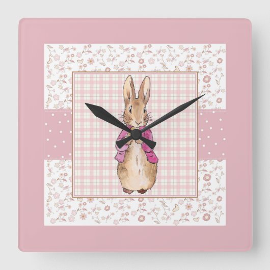 Horloge Carrée Lapin de Pâques Classique (Recto)