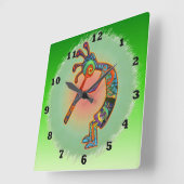 Horloge Carrée Lapin Kokopelli (Angle)