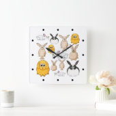 Horloge Carrée Lapins. (Maison)