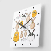 Horloge Carrée Lapins. (Angle)