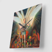 Horloge Carrée L'archange Michael défait le dragon (Angle)