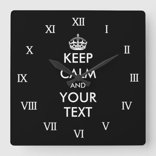 Horloge Carrée Large keep calm and your text wall clock (Recto)