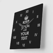 Horloge Carrée Large keep calm and your text wall clock (Angle)