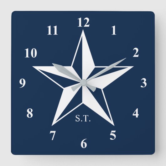 Horloge Carrée Large nautical star navy blue custom big (Recto)