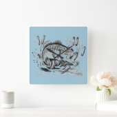Horloge Carrée Largemouth Bass (Maison)