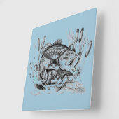 Horloge Carrée Largemouth Bass (Angle)