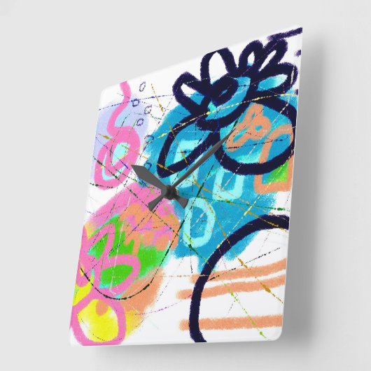 Horloge Carrée L'art Abstrait (Angle)